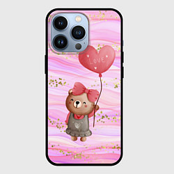 Чехол для iPhone 13 Pro Мишка с шариком Love, цвет: 3D-черный
