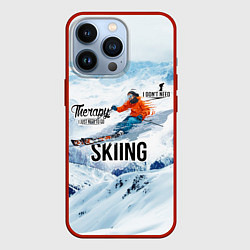 Чехол для iPhone 13 Pro Горные лыжи спуск, цвет: 3D-красный