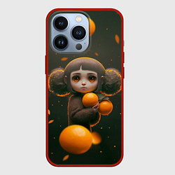 Чехол для iPhone 13 Pro Милая девушка с мандаринами, цвет: 3D-красный