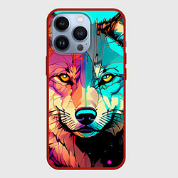 Чехол для iPhone 13 Pro Яркий волк, цвет: 3D-красный