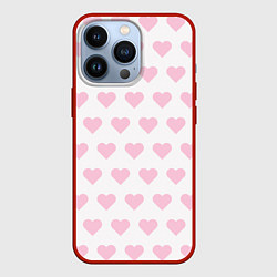 Чехол для iPhone 13 Pro Pink hearts, цвет: 3D-красный