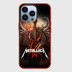Чехол для iPhone 13 Pro Metallica гитара и логотип, цвет: 3D-красный