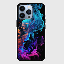 Чехол для iPhone 13 Pro Неоновый цветной дым на черном фоне, цвет: 3D-черный
