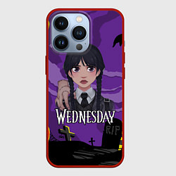 Чехол для iPhone 13 Pro Уэнсдэй иллюстрация, цвет: 3D-красный