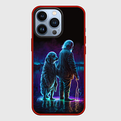 Чехол iPhone 13 Pro Собака друг человека и старик - нейросеть