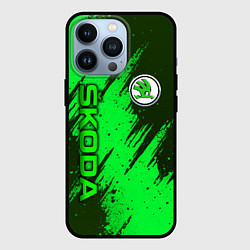 Чехол для iPhone 13 Pro Skoda - green, цвет: 3D-черный
