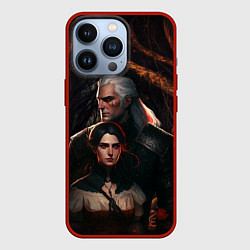 Чехол для iPhone 13 Pro Геральт и Йеннифэр, цвет: 3D-красный