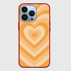 Чехол для iPhone 13 Pro Hearts orange, цвет: 3D-красный