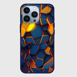 Чехол для iPhone 13 Pro Плитки со свечением, цвет: 3D-тёмно-синий