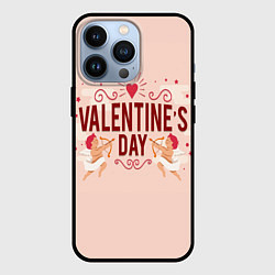 Чехол для iPhone 13 Pro День святого валентина фон с двумя ангелами, цвет: 3D-черный