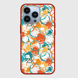 Чехол для iPhone 13 Pro Разноцветные пятна красок, цвет: 3D-красный