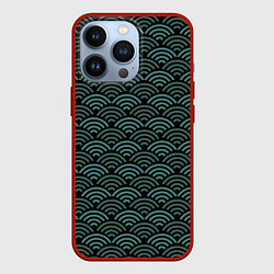 Чехол iPhone 13 Pro Японский бирюзовый паттерн