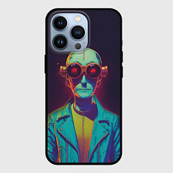 Чехол для iPhone 13 Pro Голова лысого ученого киберпанка, цвет: 3D-черный