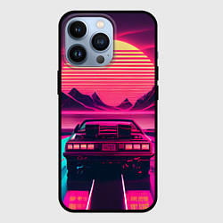 Чехол для iPhone 13 Pro Синтвейв закат и автомобиль, цвет: 3D-черный