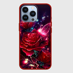 Чехол для iPhone 13 Pro Розы с огоньками, цвет: 3D-красный