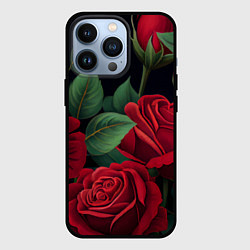 Чехол для iPhone 13 Pro Много красных роз, цвет: 3D-черный