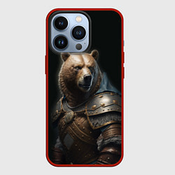 Чехол для iPhone 13 Pro Медведь в доспехах, цвет: 3D-красный
