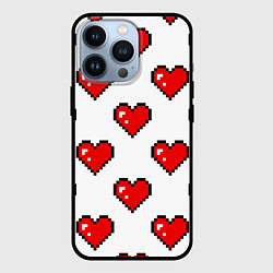 Чехол для iPhone 13 Pro Сердца в стиле пиксель-арт, цвет: 3D-черный