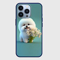 Чехол для iPhone 13 Pro Белая собака милаха, цвет: 3D-тёмно-синий