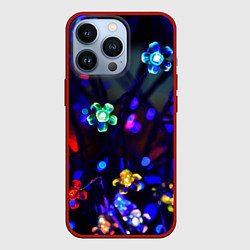 Чехол для iPhone 13 Pro Цветочки фонарики, цвет: 3D-красный