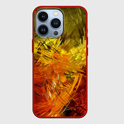 Чехол для iPhone 13 Pro Крисстализация пламени, цвет: 3D-красный