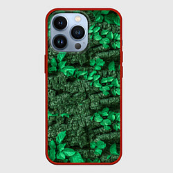 Чехол для iPhone 13 Pro Текстура листвы, цвет: 3D-красный