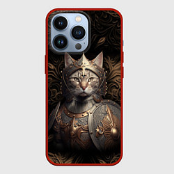 Чехол для iPhone 13 Pro Кот в доспехах, цвет: 3D-красный