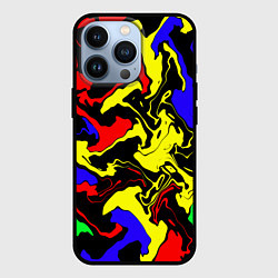 Чехол для iPhone 13 Pro Разводы цветных красок, цвет: 3D-черный