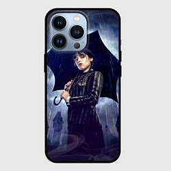 Чехол для iPhone 13 Pro Уэнсдей Аддамс с зонтом, цвет: 3D-черный