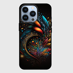 Чехол для iPhone 13 Pro Абстрактные цветные перья, цвет: 3D-черный