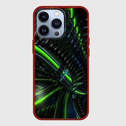 Чехол для iPhone 13 Pro Светящиеся лучи узор, цвет: 3D-красный