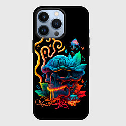 Чехол для iPhone 13 Pro Neon mushroom-skull, цвет: 3D-черный