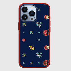 Чехол для iPhone 13 Pro Паттерн - космос, цвет: 3D-красный