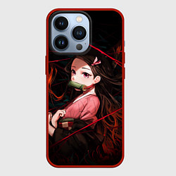 Чехол для iPhone 13 Pro Nezuko Demon Slayer art, цвет: 3D-красный