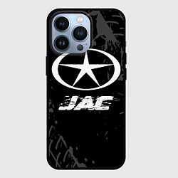Чехол для iPhone 13 Pro JAC speed на темном фоне со следами шин, цвет: 3D-черный