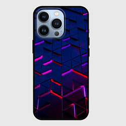 Чехол для iPhone 13 Pro Неоновые треугольники с подсветкой, цвет: 3D-черный