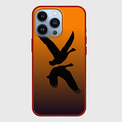 Чехол для iPhone 13 Pro Лебединая пара, цвет: 3D-красный