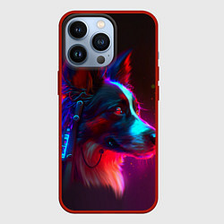 Чехол для iPhone 13 Pro Кибер-собака неон, цвет: 3D-красный
