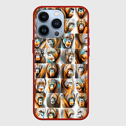 Чехол для iPhone 13 Pro Орангутаны, цвет: 3D-красный