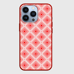 Чехол iPhone 13 Pro Красный ромбический паттерн