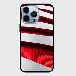 Чехол для iPhone 13 Pro Два слоя металла - красный и белый, цвет: 3D-черный