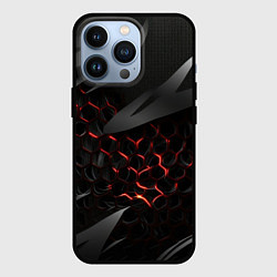 Чехол для iPhone 13 Pro Black and red abstract, цвет: 3D-черный