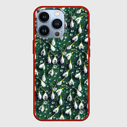 Чехол для iPhone 13 Pro Сочная текстура из подснежников, цвет: 3D-красный