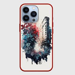 Чехол iPhone 13 Pro Цветы в Москве - коллекция Бело-сине-красный - Хуф