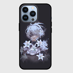 Чехол для iPhone 13 Pro 2В с цветами, цвет: 3D-черный