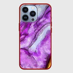 Чехол для iPhone 13 Pro Рисунок текстуры белого и фиолетового мрамора, цвет: 3D-красный