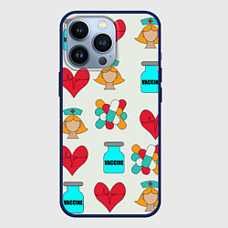Чехол для iPhone 13 Pro Вакцина, пипюпи и сердце, цвет: 3D-тёмно-синий