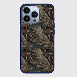 Чехол для iPhone 13 Pro Тёмный фон с элементами дракона, цвет: 3D-тёмно-синий