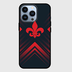 Чехол iPhone 13 Pro Красный символ Saints Row на темном фоне со стрелк