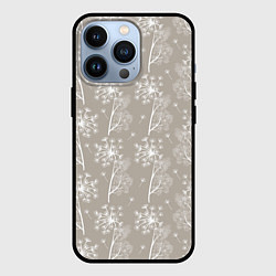 Чехол для iPhone 13 Pro Белый укроп на серо-бежевом фоне, цвет: 3D-черный